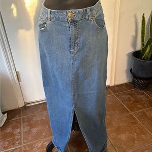 Rachel Zoe Blue Denim Maxi Skirt with Front Slit